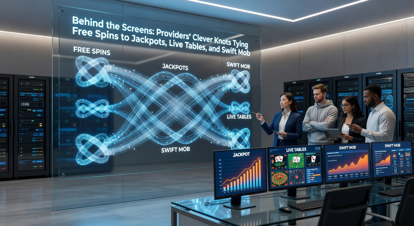 Close-up graphic of interconnected nodes representing free spins flowing into jackpot explosions, live table streams, mobile deposit arrows, and rising VIP badges