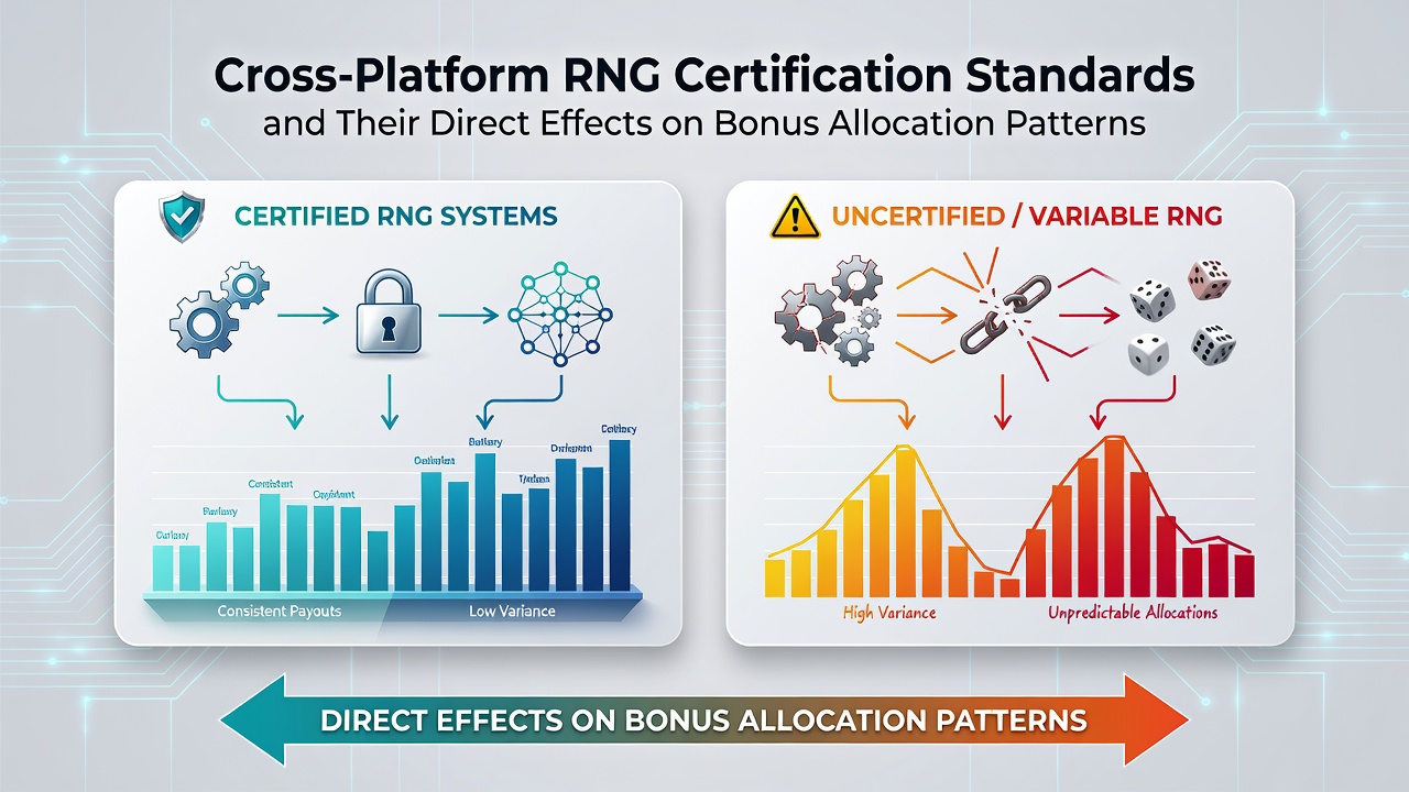 Diagram showing certified RNG output feeding into mobile bonus allocation modules